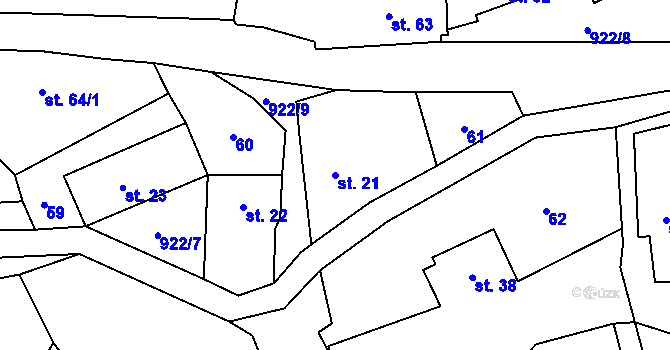 Parcela st. 21 v KÚ Číčov, Katastrální mapa