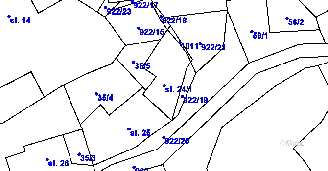 Parcela st. 24/1 v KÚ Číčov, Katastrální mapa