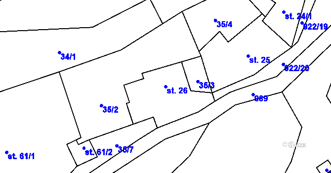 Parcela st. 26 v KÚ Číčov, Katastrální mapa