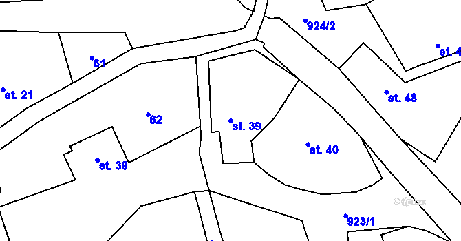 Parcela st. 39 v KÚ Číčov, Katastrální mapa