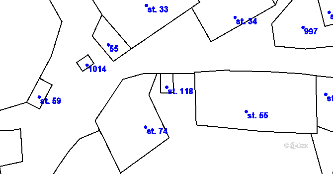 Parcela st. 118 v KÚ Číčov, Katastrální mapa