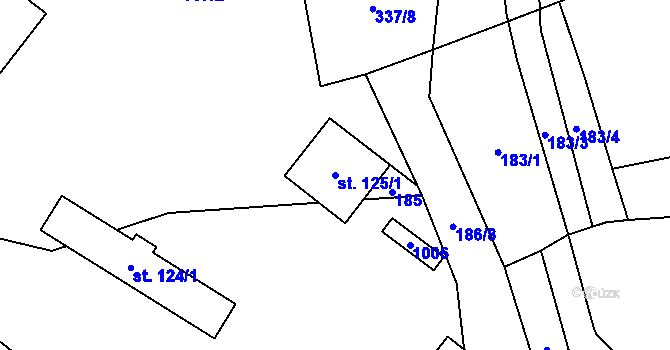 Parcela st. 125/1 v KÚ Číčov, Katastrální mapa