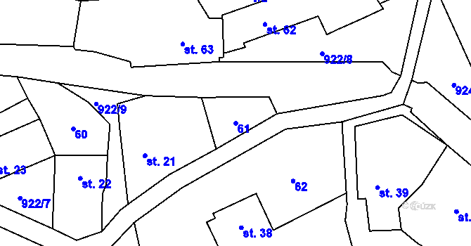 Parcela st. 61 v KÚ Číčov, Katastrální mapa