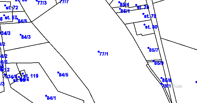 Parcela st. 77/1 v KÚ Číčov, Katastrální mapa
