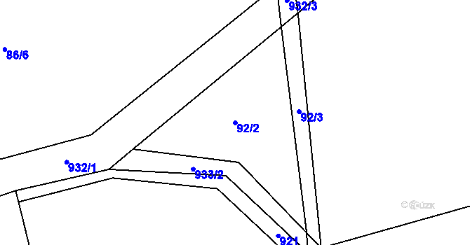Parcela st. 92/2 v KÚ Číčov, Katastrální mapa