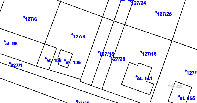Parcela st. 127/15 v KÚ Číčov, Katastrální mapa