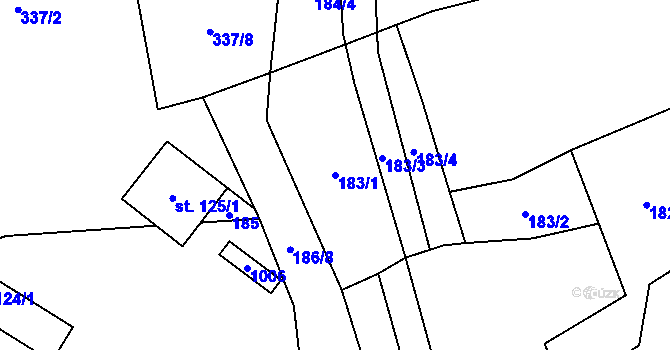 Parcela st. 183/1 v KÚ Číčov, Katastrální mapa