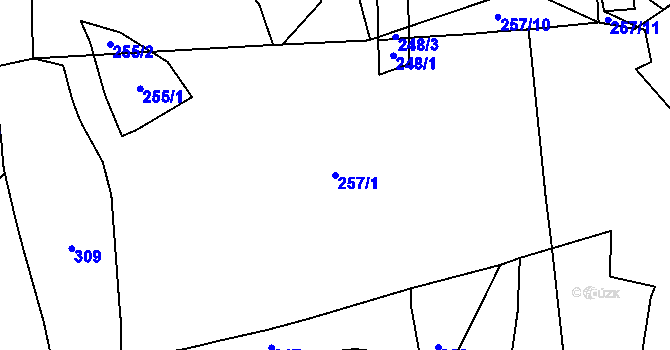 Parcela st. 257/1 v KÚ Číčov, Katastrální mapa