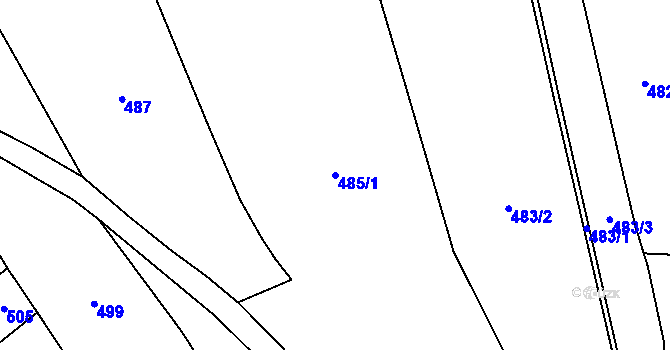 Parcela st. 485/1 v KÚ Číčov, Katastrální mapa