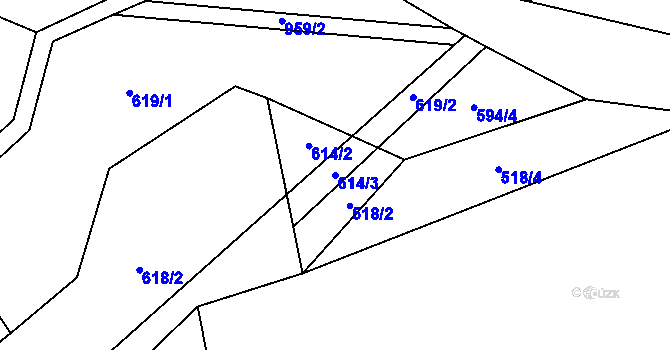 Parcela st. 614/3 v KÚ Číčov, Katastrální mapa