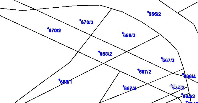 Parcela st. 668/2 v KÚ Číčov, Katastrální mapa