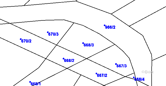 Parcela st. 668/3 v KÚ Číčov, Katastrální mapa