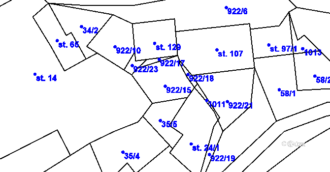 Parcela st. 922/15 v KÚ Číčov, Katastrální mapa