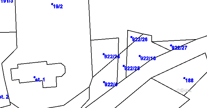 Parcela st. 922/24 v KÚ Číčov, Katastrální mapa
