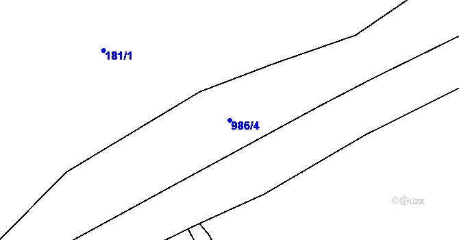 Parcela st. 986/4 v KÚ Číčov, Katastrální mapa