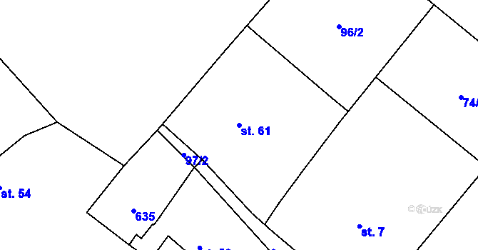 Parcela st. 61 v KÚ Číčová, Katastrální mapa