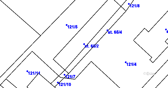 Parcela st. 65/2 v KÚ Číčová, Katastrální mapa
