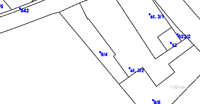 Parcela st. 9/4 v KÚ Číčová, Katastrální mapa