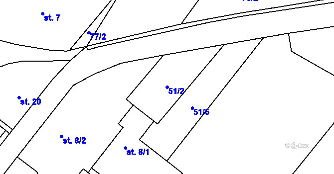 Parcela st. 51/2 v KÚ Číčová, Katastrální mapa