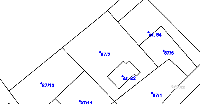 Parcela st. 87/2 v KÚ Číčová, Katastrální mapa