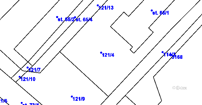 Parcela st. 121/4 v KÚ Číčová, Katastrální mapa
