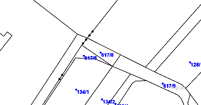 Parcela st. 617/8 v KÚ Číčová, Katastrální mapa