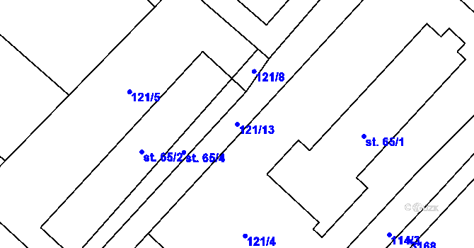 Parcela st. 121/13 v KÚ Číčová, Katastrální mapa