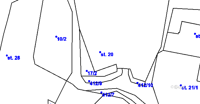Parcela st. 20 v KÚ Malé Číčovice, Katastrální mapa