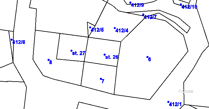 Parcela st. 26 v KÚ Malé Číčovice, Katastrální mapa