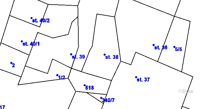 Parcela st. 38 v KÚ Malé Číčovice, Katastrální mapa