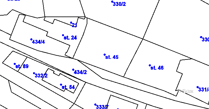 Parcela st. 45 v KÚ Malé Číčovice, Katastrální mapa