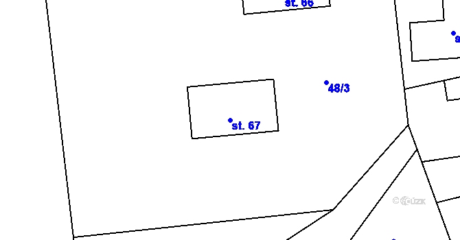 Parcela st. 67 v KÚ Malé Číčovice, Katastrální mapa