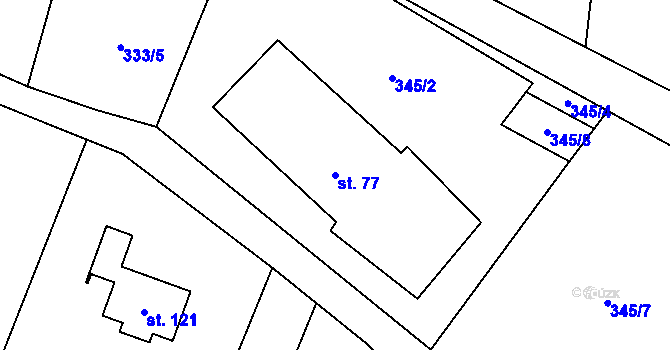 Parcela st. 77 v KÚ Malé Číčovice, Katastrální mapa