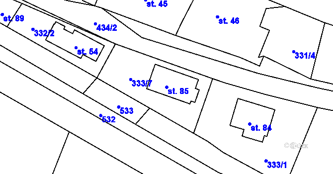 Parcela st. 85 v KÚ Malé Číčovice, Katastrální mapa