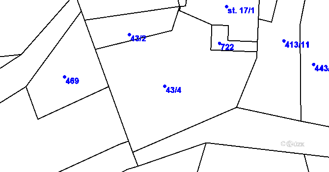 Parcela st. 43/4 v KÚ Malé Číčovice, Katastrální mapa