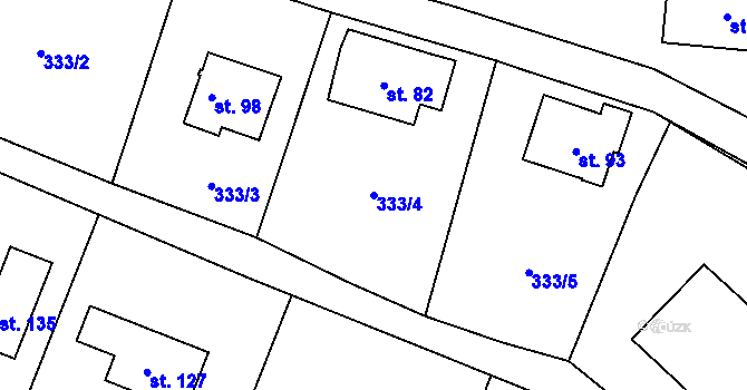 Parcela st. 333/4 v KÚ Malé Číčovice, Katastrální mapa