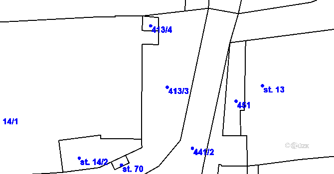 Parcela st. 413/3 v KÚ Malé Číčovice, Katastrální mapa