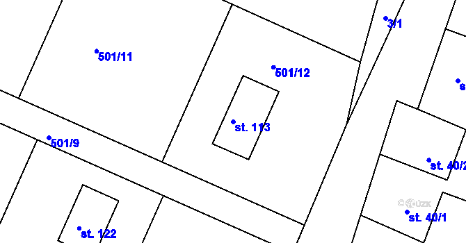 Parcela st. 113 v KÚ Malé Číčovice, Katastrální mapa