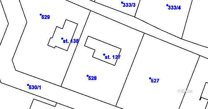 Parcela st. 127 v KÚ Malé Číčovice, Katastrální mapa