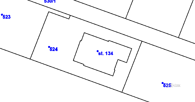 Parcela st. 134 v KÚ Malé Číčovice, Katastrální mapa