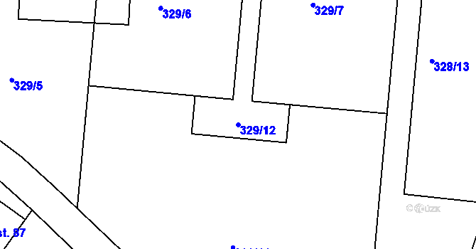 Parcela st. 329/12 v KÚ Malé Číčovice, Katastrální mapa