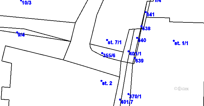 Parcela st. 355/6 v KÚ Velké Číčovice, Katastrální mapa