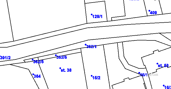 Parcela st. 362/1 v KÚ Velké Číčovice, Katastrální mapa