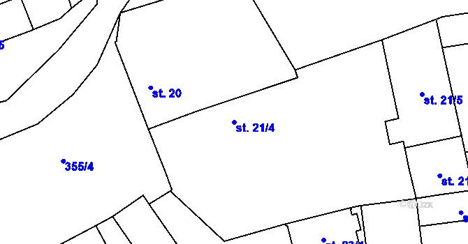 Parcela st. 21/4 v KÚ Velké Číčovice, Katastrální mapa