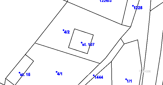 Parcela st. 107 v KÚ Číhalín, Katastrální mapa