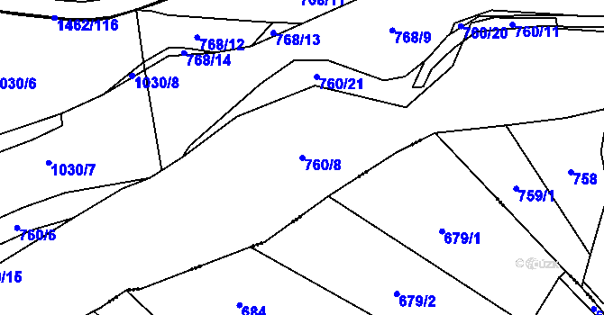 Parcela st. 760/8 v KÚ Číhalín, Katastrální mapa