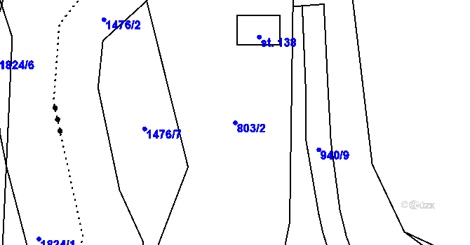 Parcela st. 803/2 v KÚ Číhalín, Katastrální mapa