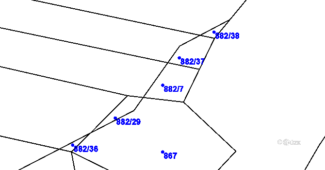 Parcela st. 882/7 v KÚ Číhalín, Katastrální mapa