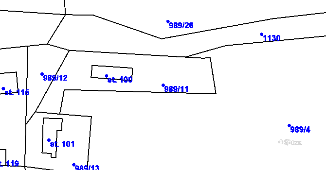 Parcela st. 989/11 v KÚ Číhalín, Katastrální mapa