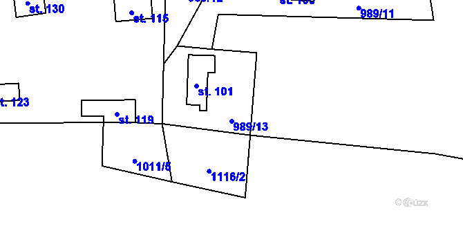 Parcela st. 989/13 v KÚ Číhalín, Katastrální mapa